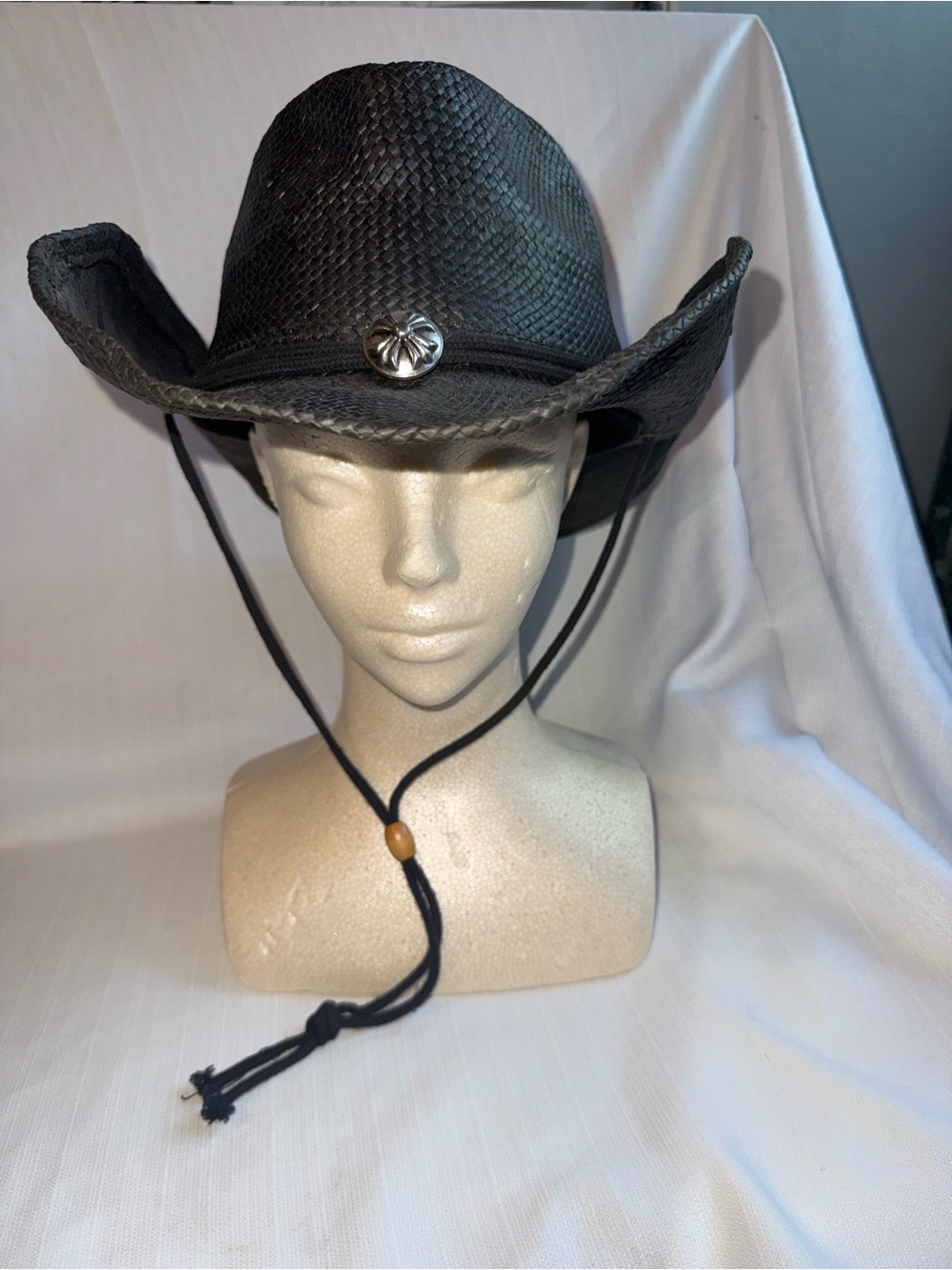 San Diego Hat Co Black Cowboy Straw Hat with Chin Cord Halloween Costume